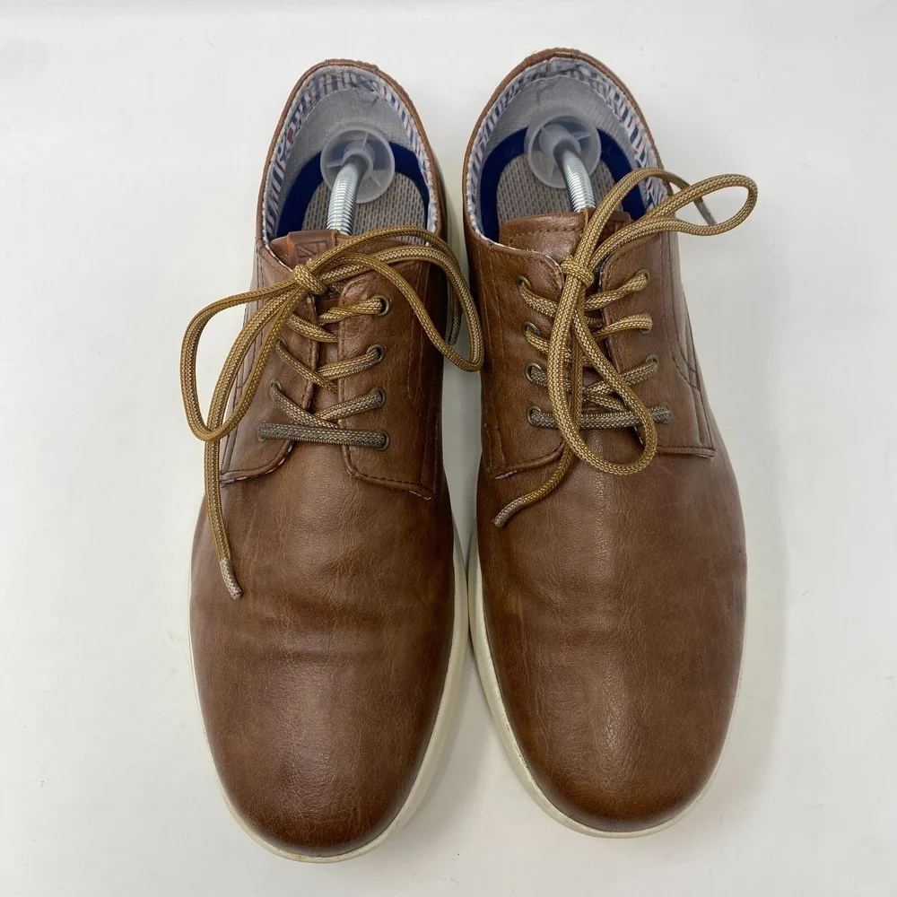 Ben Sherman Brown Faux Leather Comfortable Lightweight Dress Oxford‎ Shoes Sz 12